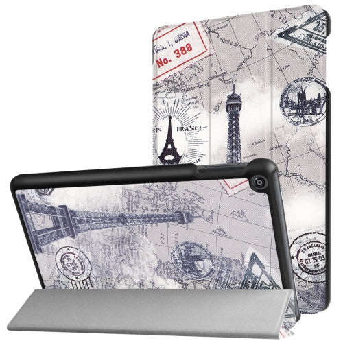 For Amazon Fire HD8 (2017) Tower Pattern Horizontal Deformation Flip Leather Case with Three-fold...