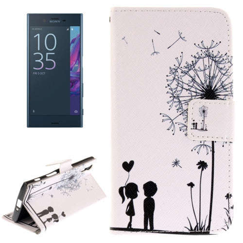 For Sony Xperia XZ Little Couple Dandelion Pattern Horizontal Flip Leather Case with Holder & Car...