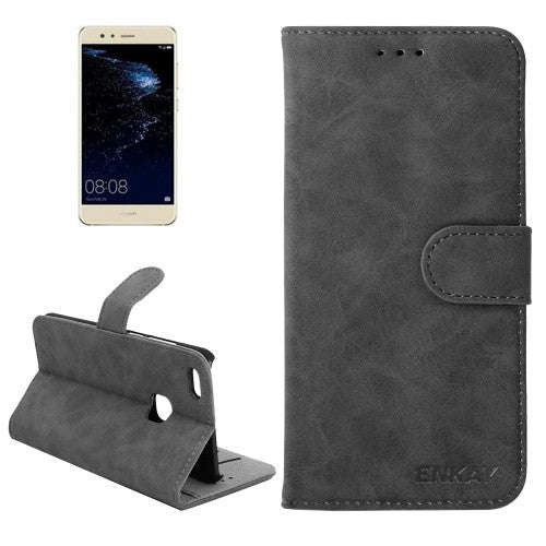 ENKAY Huawei P10 Lite Retro Velvet Senior PU + Plastic Bottom Case Horizontal Flip Leather Case w...