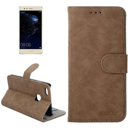 ENKAY Huawei P10 Lite Retro Velvet Senior PU + Plastic Bottom Case Horizontal Flip Leather Case w...