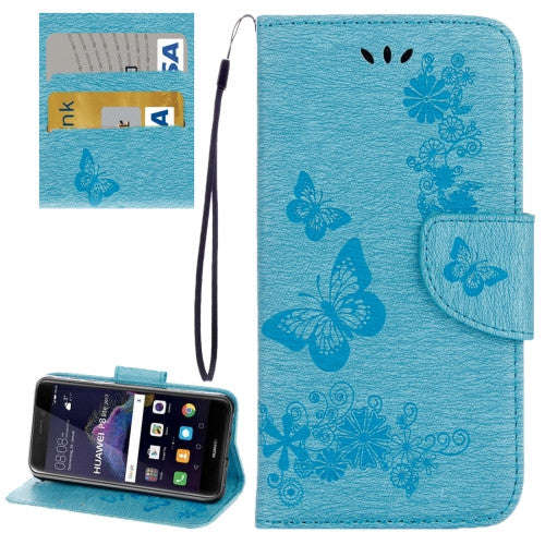 Huawei P8 Lite (2017) Butterflies Embossing Horizontal Flip Leather Case with Holder & Card Slots...