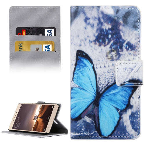 Xiaomi Redmi Note 3 Blue Butterfly Patterns Horizontal Flip Leather Case with Holder & Card Slots...