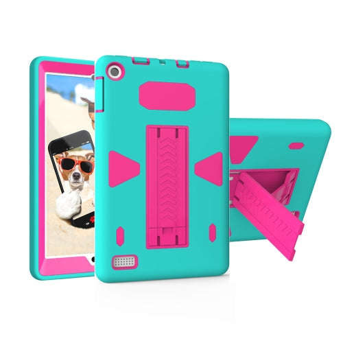 For Amazon Kindle Fire 7 (2017) PC+Silicone Shockproof Protective Back Cover Case With Holder (Ma...