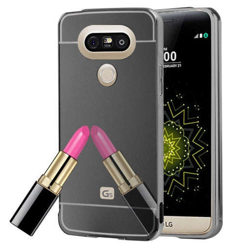 For LG G5 Electroplating Mirror Push Pull PC Protective Case Back Shell Cover + Metal Bumper Fram...