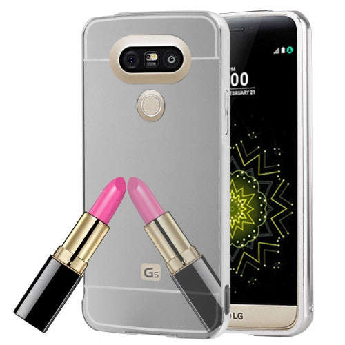 For LG G5 Electroplating Mirror Push Pull PC Protective Case Back Shell Cover + Metal Bumper Fram...