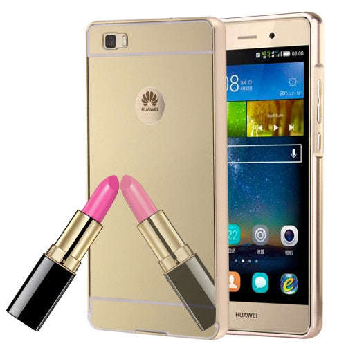 Huawei P8 Lite Electroplating Mirror Push Pull PC Protective Case Back Shell Cover + Metal Bumper...
