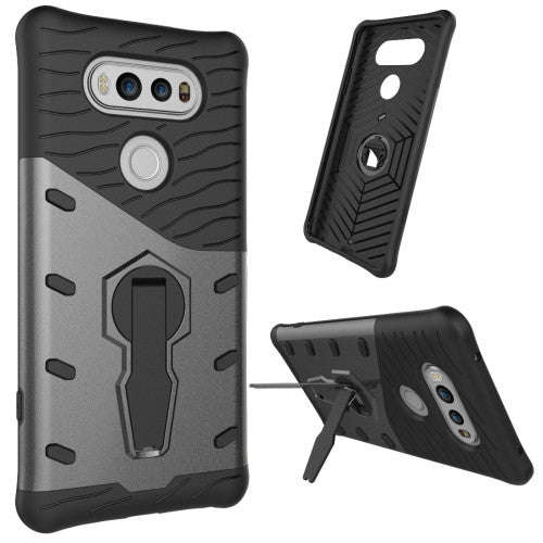For LG V20 Shock-Resistant 360 Degree Spin Tough Armor TPU + PC Combination Case with Holder(Black)