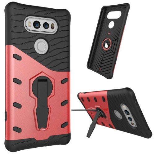 For LG V20 Shock-Resistant 360 Degree Spin Tough Armor TPU + PC Combination Case with Holder(Red)