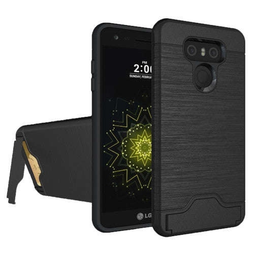 For LG G6 Brushed Texture Separable PC + TPU Protective Combination Back Case with Holder & Card ...