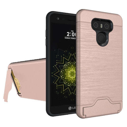 For LG G6 Brushed Texture Separable PC + TPU Protective Combination Back Case with Holder & Card ...
