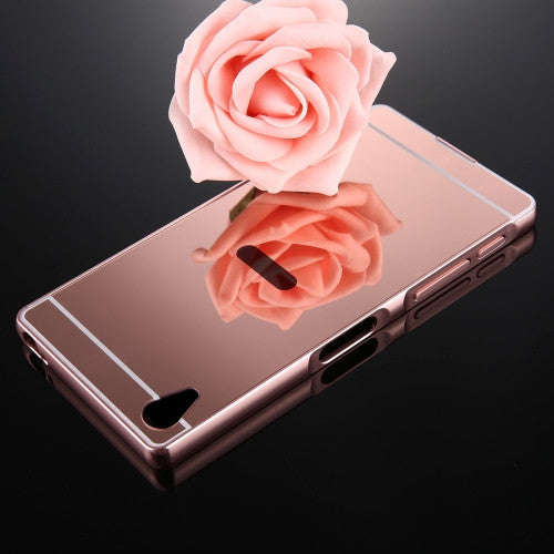 For Sony Xperia Z5 Premium Mirror Push Pull Back Shell Cover + Electroplating Bumper Frame Protec...