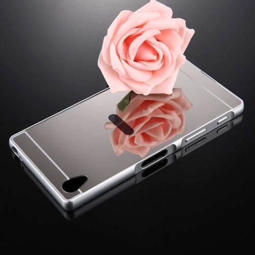 For Sony Xperia Z5 Premium Mirror Push Pull Back Shell Cover + Electroplating Bumper Frame Protec...