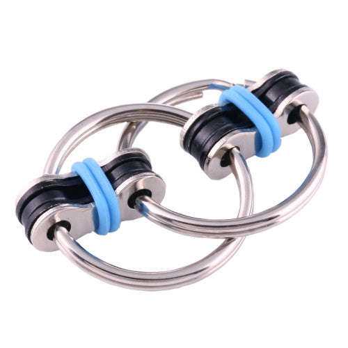 Key Ring Tri-Spinner Anti Anxiety EDC Toy for Autism ADHD (Blue)