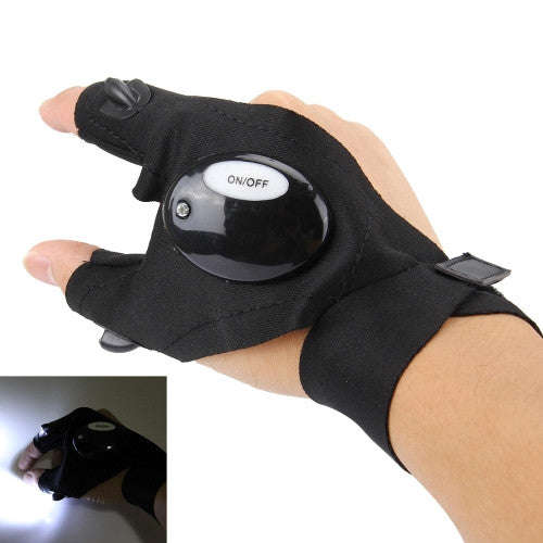 Dual LED Light Night Fishing Two Fingers Glove
