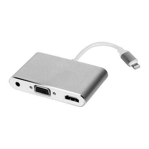 3 in 1 8 Pin to HDMI / VGA / Audio Adapter(Silver)