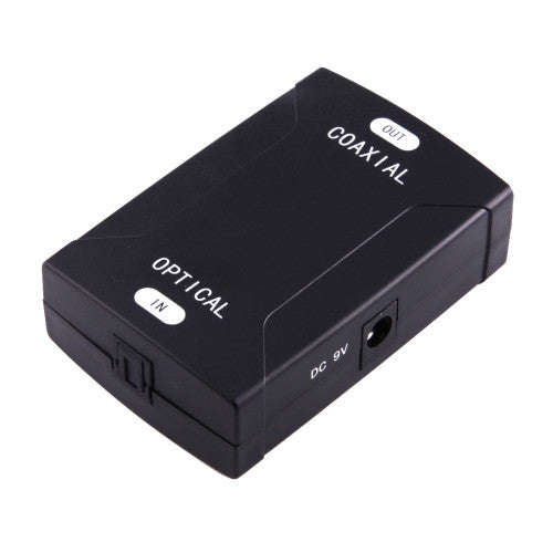 Optical Toslink Input to Coaxial RCA Output Digital Audio Converter Adapter (Black)