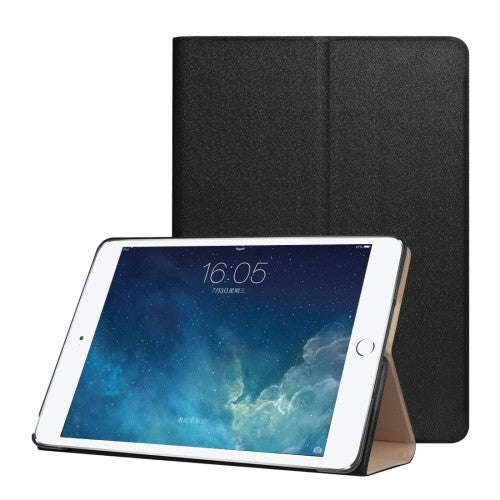 For iPad Pro 9.7inch (2017) Golden Stone Series PU Leather Stand Case Cover Shield(Black)