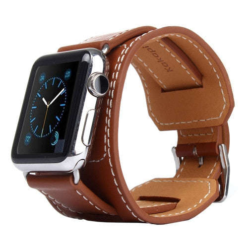 Kakapi for Apple Watch 42mm Bracelet Style Metal Buckle Cowhide Leather Watchband with Connector(...