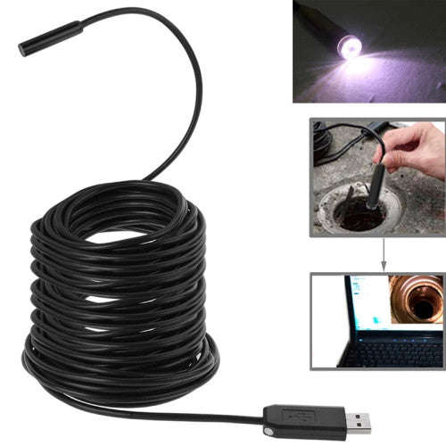 Waterproof USB Endoscope Inspection Camera with 6 LED Length: 30m Lens Diameter: 9mm(Black)