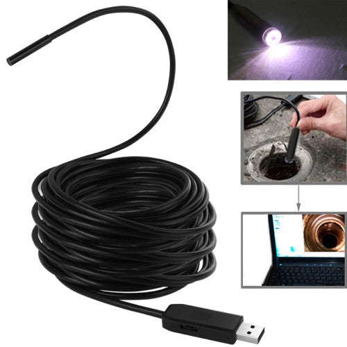 Waterproof USB Endoscope Inspection Camera with 6 LED Length: 15m Lens Diameter: 5.5mm(Black)