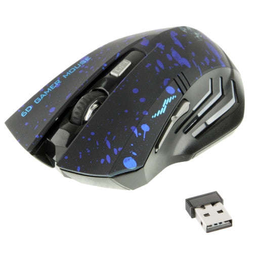 WEYES 2.4GHz 1000-1600 DPI Wireless 6D Game Mouse with USB Mini Receiver and LED Light (Blue)