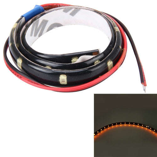 30cm 15 LED Waterproof Flexible Car Strip Light DC 12V(Orange Light)