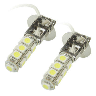 H3 Car White 13 LED 5050 SMD Fog Light Bulb DC 12V (Pair)