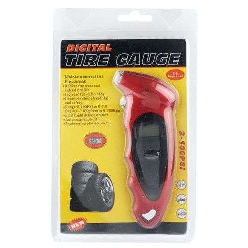 Digital Tire Pressure Gauge, Pressure Range: 0-100PSI(Red)