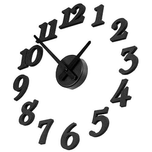 Creative DIY Adhesive Figure Wall Clock for Home Decoration Diameter: 38.5cm(Black)