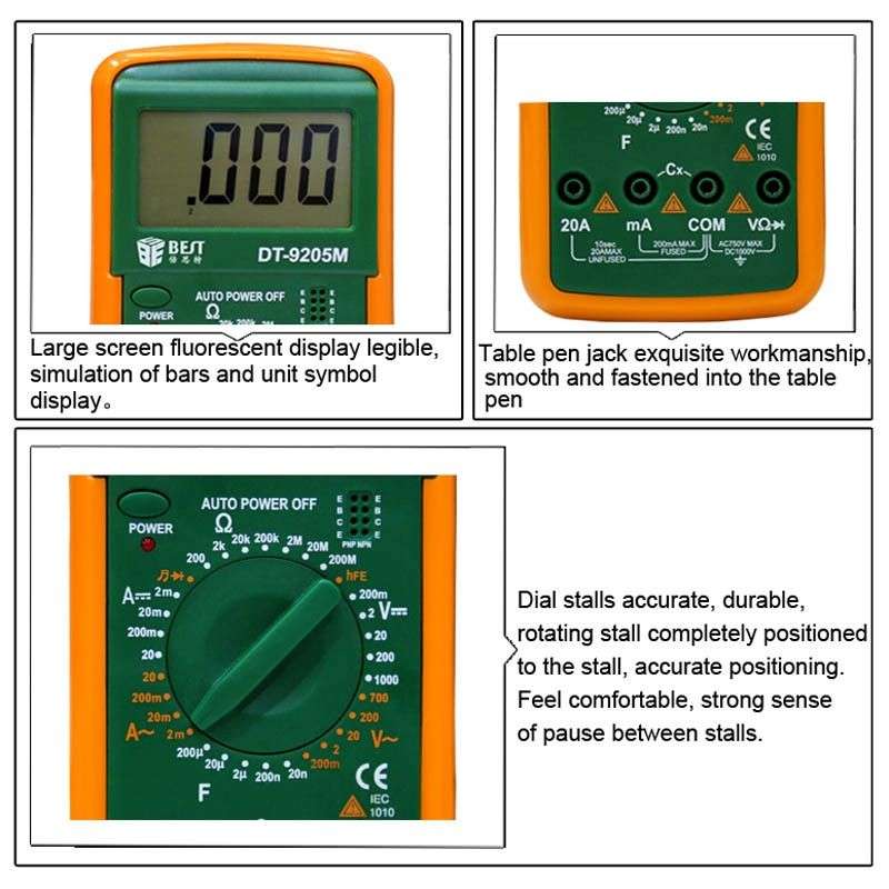 BEST Digital Multimeter with Buzzer, DT-9205M