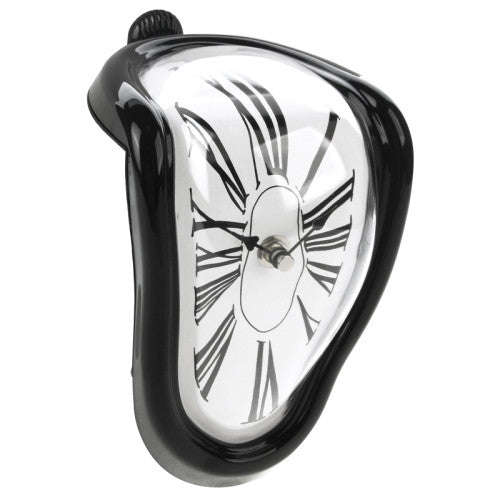 Roman Numeral Novelty Distorted Retro Timepiece Art Warp Chrome Melting Quartz Irregular Clock(Bl...