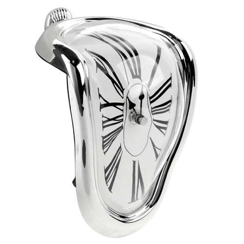 Roman Numeral Novelty Distorted Retro Timepiece Art Warp Chrome Melting Quartz Irregular Clock(Si...