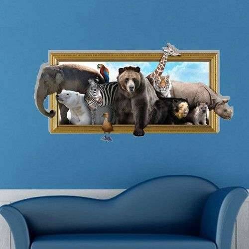 3D Animal Removable Wall Art Stickers Size: 116 x 58 x 0.3 cm