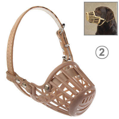 Adjustable PU Leather Basket Cage Muzzle for Pet Dog Fashion Muzzle Size #2