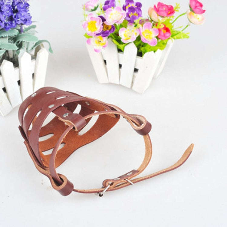 High Quality Adjustable Leather Basket Cage Muzzle for Pet Dog Fashion Muzzle, Size: L
