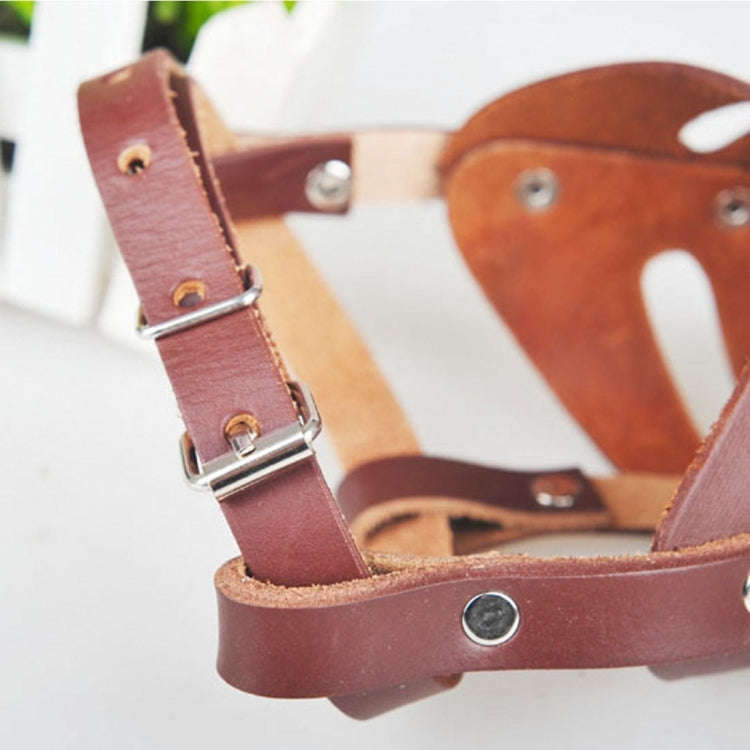 High Quality Adjustable Leather Basket Cage Muzzle for Pet Dog Fashion Muzzle, Size: L
