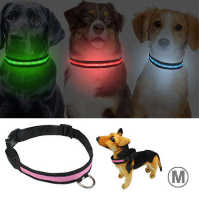 Adjustable 3-Mode LED Flashing Dog Collar Size: M (Random Color Delivery)