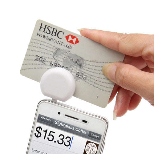 3.5mm Headphone Jack Mini Magnetic Mobile Card Reader Works Support Apple iOS 8.0 and Android(White)