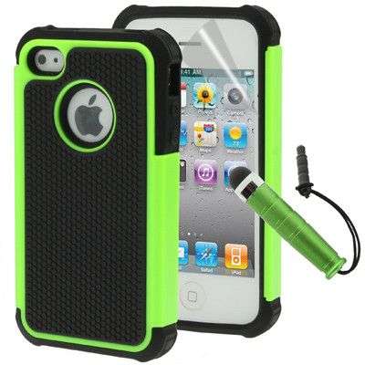 3 in 1 (Shock Proof Dual Layer Gel Silicone Hard Plastic Case Cover + Screen Protector + Stylus T...