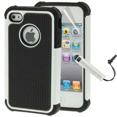 3 in 1 (Shock Proof Dual Layer Gel Silicone Hard Plastic Case Cover + Screen Protector + Stylus T...