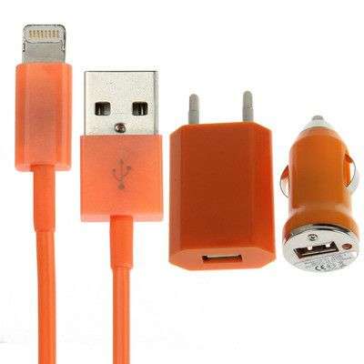 3 in 1 (EU Plug Home Charger Car Charger USB Cable) Travel Kit for iPhone 6 & 6 Plus iPhone 5 & 5...