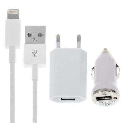 3 in 1 (EU Plug Home Charger Car Charger USB Cable) Travel Kit for iPhone 6 & 6 Plus iPhone 5 & 5...