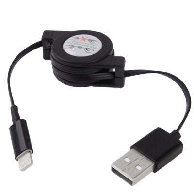 USB 2.0 to 8 Pin Sync Data / Charging Retractable Cable Length: about 70cm(Black)