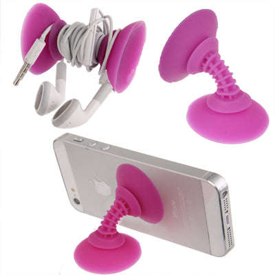 2-use Silicone Phone Sucker Holder + Headphone Winder (Purple)