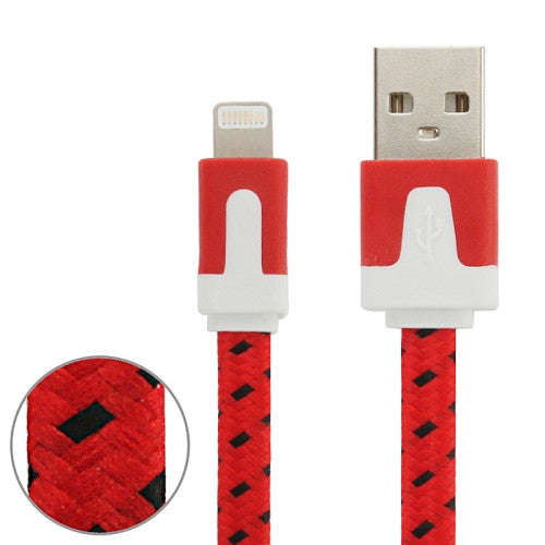 Woven Style 8 Pin to USB Data / Charging Cable Length: 3m Compatible with ios 8(Red)