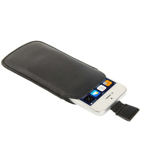 Leather Case Pocket Pouch Sleeve Bag with Pull Up Tab for iPhone 5 & 5s & SE & SE & 5C(Black)