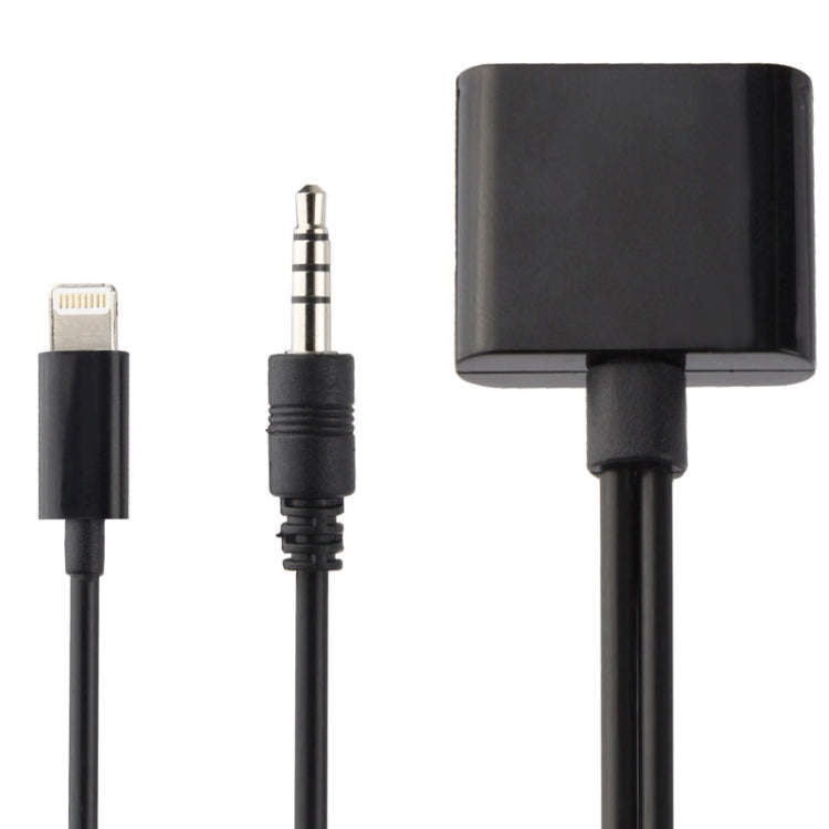 2 in 1 30-Pin Female to 8-Pin + 3.5mm Audio Cable Converter for iPhone 5(Black)