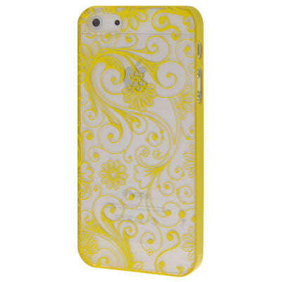 Fluorescence Effect Transparent Fashion Pattern Plastic Case for iPhone 5 & 5s & SE (Yellow)