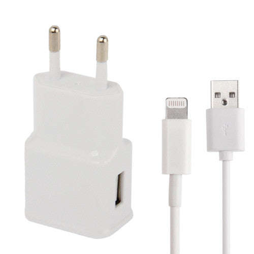 Charger Sync Cable + EU Plug Travel Charger for iPhone 6 & 6S / iPhone 5 / iPad mini / mini 2 Ret...