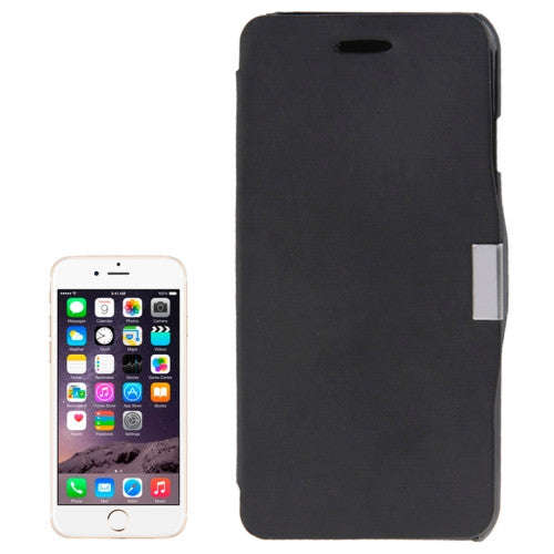 Brush Texture Horizontal Flip Magnetic Button Leather Case for iPhone 6 & 6S(Black)